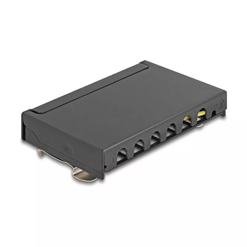 Pataisų skydelis DELOCK Mini Desktop RJ45 6 prievadų Cat.6A ekranuotas, metalinis, juodas, 80×22×125 mm