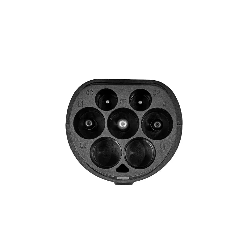 Akyga AK-SC-E08 elektromobilio įkrovimo adapteris Type 2 (lizdas) – Type 1 (kištukas), 32 A, 8 kW, IP55, juodas
