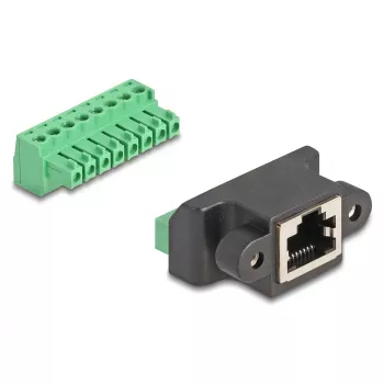 DeLOCK RJ45 kištukas į gnybtų bloką 2 kontaktų 66589 Juoda Žalia