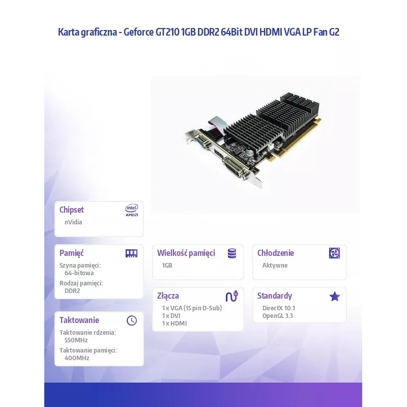 Vaizdo plokštė Afox AF210-1024D2LG2 NVIDIA GeForce 210 1GB DDR2