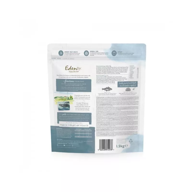 EDEN White Fish with Herring Caviar - sausas ėdalas katėms - 1,5 kg