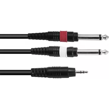 Omnitronic garso adapterio laidas 3,5 mm į 2×3,5 mm, 3 m, juodas