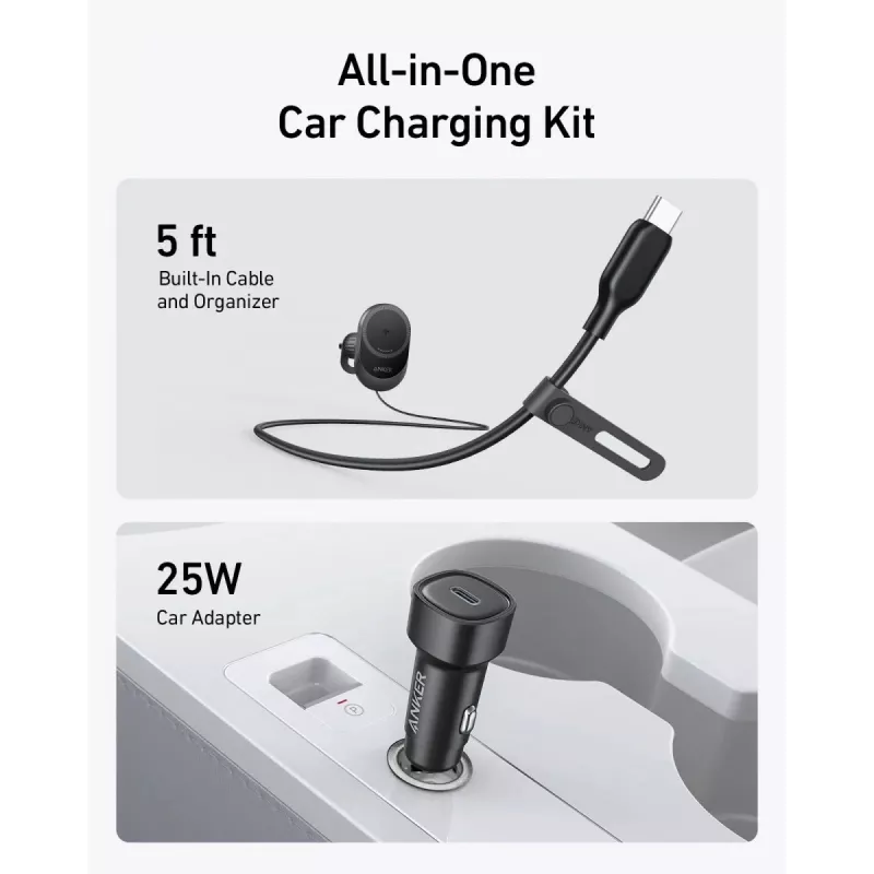 Belaidis magnetinis automobilinis kroviklis Anker MagGo 15W – 15W Qi greitasis krovimas išmaniesiems telefonams, juodas