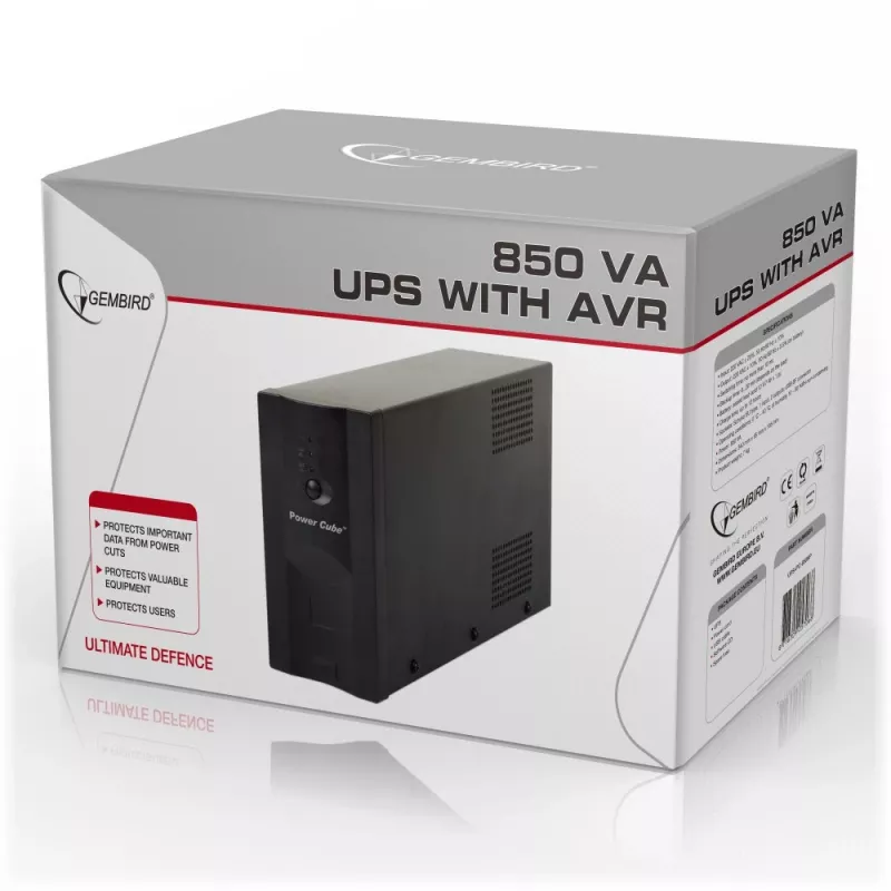 Gembird UPS-PC-850AP nepertraukiamo maitinimo šaltinis (UPS) Linijinis-interaktyvus 0,85 kVA 520 W 4 AC lizdai
