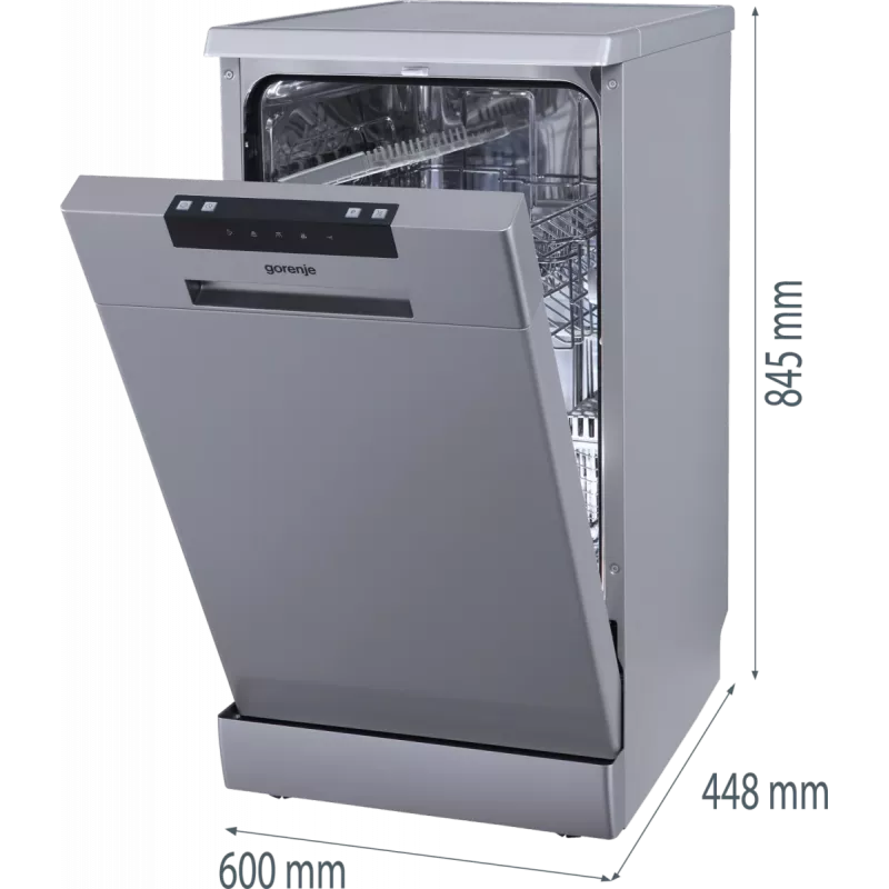 Gorenje GS522E10S indaplovė, E, laisvai pastatoma, plotis 45 cm, 10 komplektų, pilka