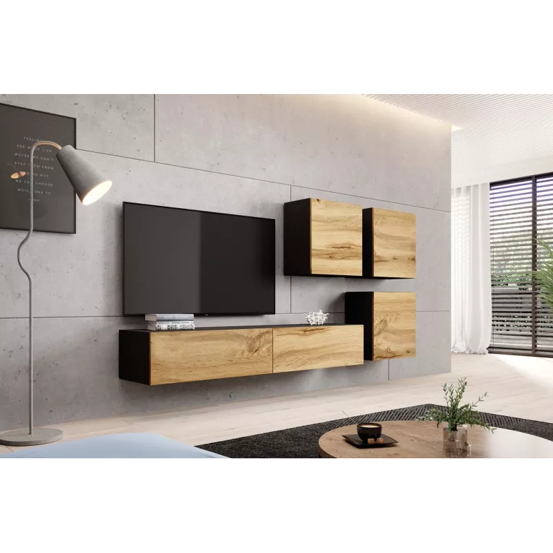 Cama TV Stand VIGO '180' 30/180/40 Juoda/wotan oak