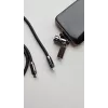 2in1 USB-C laidas 1 m juodas – nešiojamas pakabukas su įkrovimu