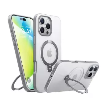 Skaidrus dėklas Torras iPhone 16 Pro — UPRO OSTAND SPIN SERIES, plonas ir lengvas permatomas apsauginis dangtelis