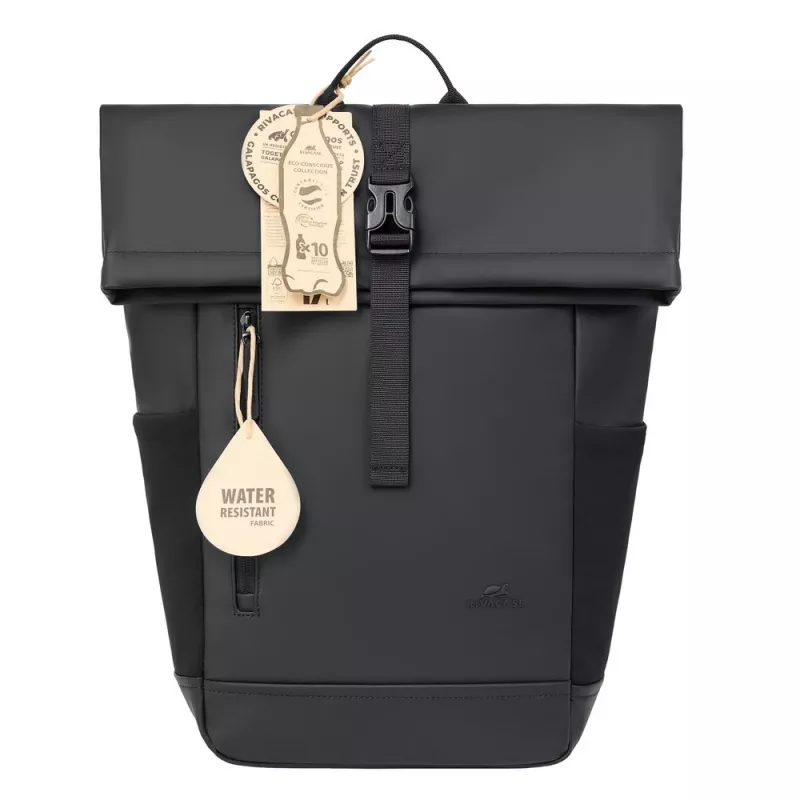 Kuprinė Rivacase 7826 Eden 14 ECO juoda roll-top, skirta 14 colių nešiojamiesiems kompiuteriams