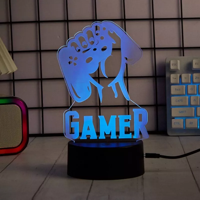 LED stalinė lempa MANTA SNL122RGB RGB 3D šviesos dekoracija, keičiama spalva, USB maitinimas