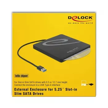 Išorinis korpusas optiniam diskui DeLOCK 42604 13,3 cm (5,25 colio) SATA III juodas