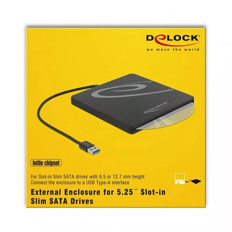 Išorinis korpusas optiniam diskui DeLOCK 42604 13,3 cm (5,25 colio) SATA III juodas