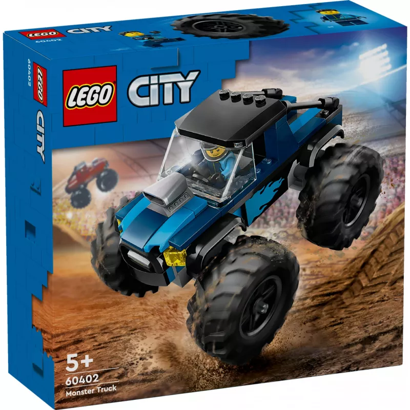 Konstruktorius LEGO City 60402 Mėlynas monstrų sunkvežimis su didelėmis padangomis, 148 dalių, 1 minifigūrėlė, nuo 5 metų