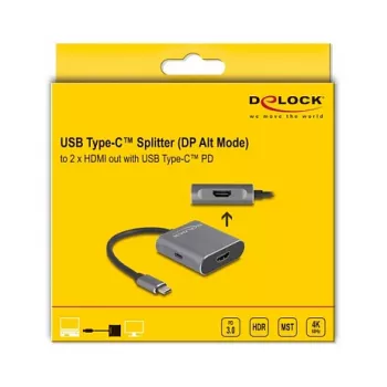 DeLOCK USB-C skirstytuvas DP Alt režimas į 2x HDMI MST 3840x2160