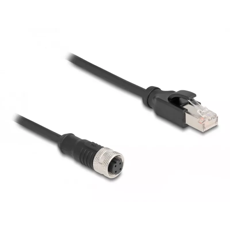 DeLOCK M12 adapteris D-coded 4 kontaktų moteriškas į RJ45 vyrišką 50 cm