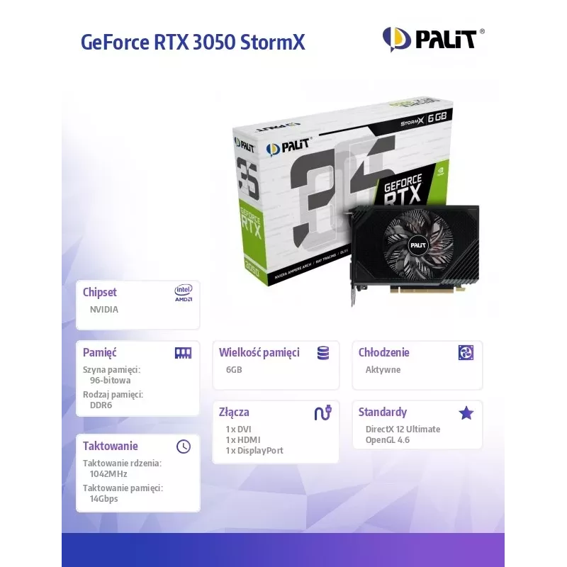 Vaizdo plokštė Palit GeForce RTX 3050 StormX 6GB GDDR6