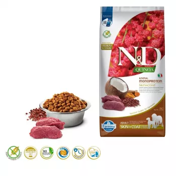 FARMINA N&D Quinoa Dog Skin&Coat Venison&Coconut Adult Medium&Maxi - sausas šunų ėdalas - 7 kg