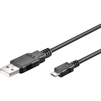USB 2.0 laidas, USB-A kištukas > Micro-USB kištukas (juodas, 5 metrai)