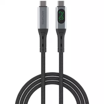 USB-C laidas 4smarts 541438 USB4 Gen 2x2 1,5 m juodas pilkas
