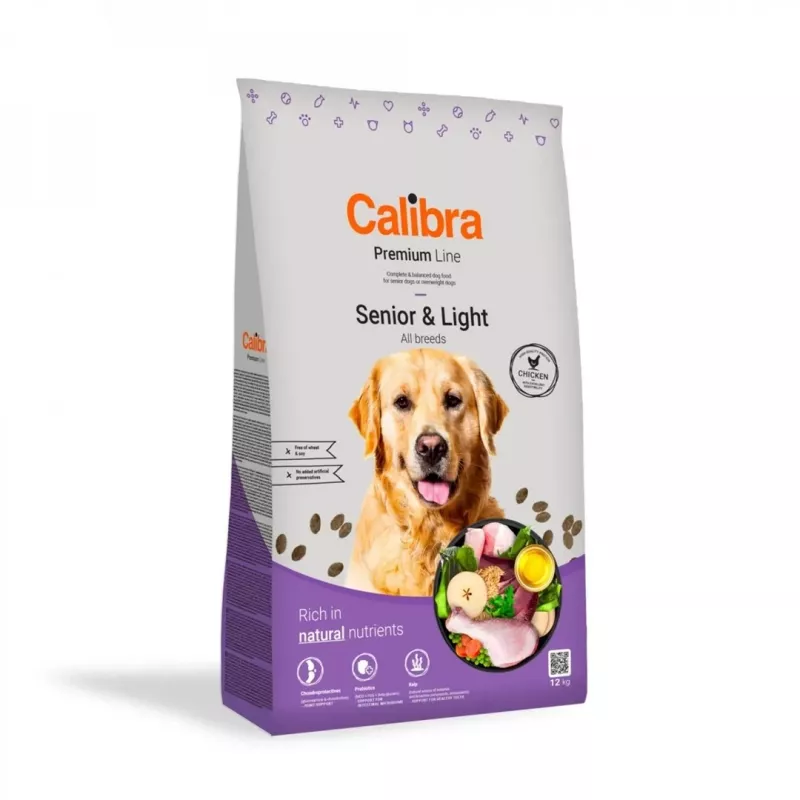 Sausas šunų maistas Calibra Premium Line Senior & Light Chicken 12 kg – senjorams ir svorio kontrolei