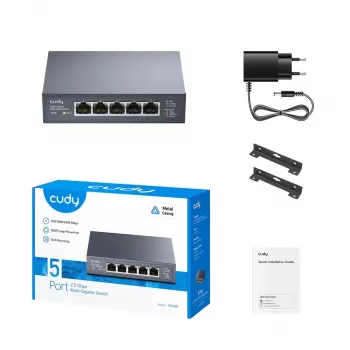 Cudy HS105 5 prievadų nevaldomas tinklo jungiklis, 100/1000/2500 Mbps