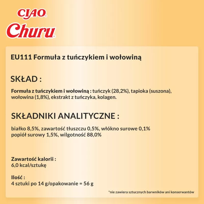INABA Churu Vištiena su Jautiena receptas - kačių skanėstai - 4x14 g