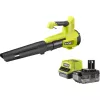 Akumuliatorinis lapų pūstuvas RYOBI ONE+ RY18BLB-140, 18V, 4,0 Ah, žalia/juoda