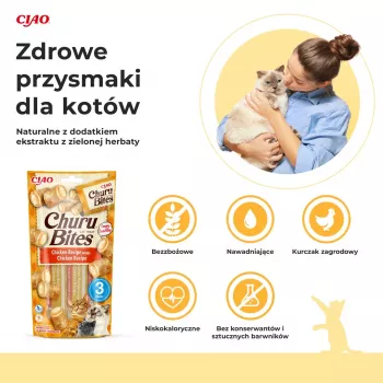 INABA Churu Bites Vištienos receptūros skanėstai katėms - 3x10 g