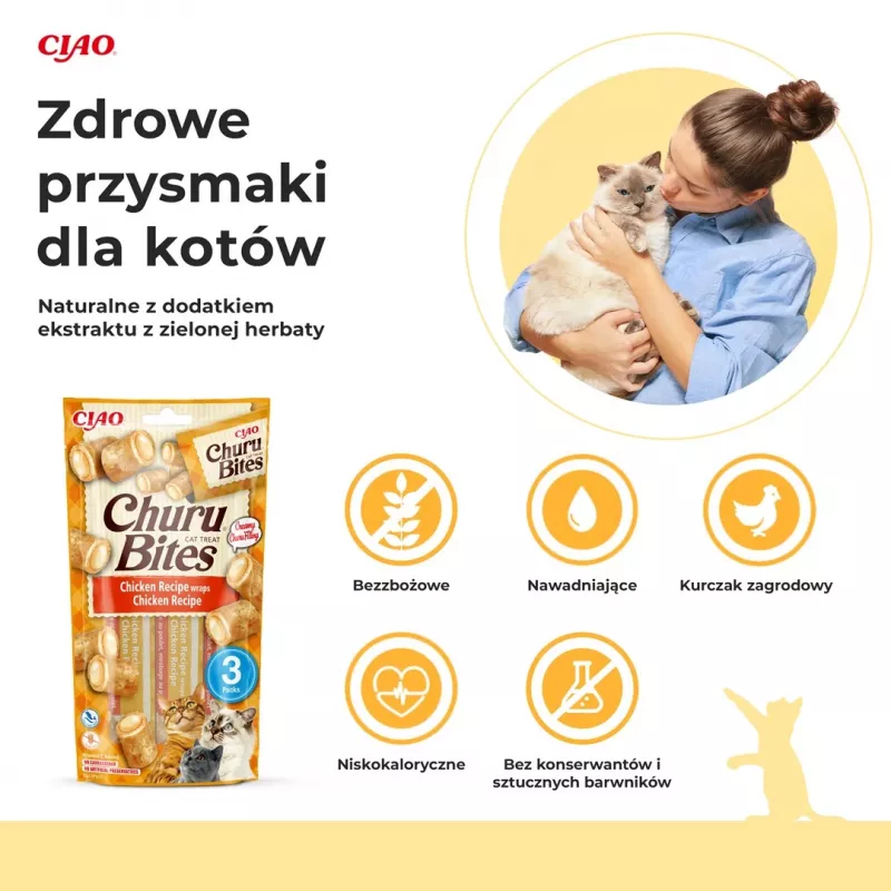 INABA Churu Bites Vištienos receptūros skanėstai katėms - 3x10 g