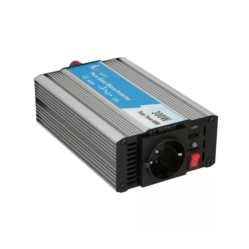 Įtampos keitiklis Extralink OPIP-300W 12V 300W gryno sinuso, aliuminio korpusas, aktyvus aušinimas