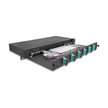DeLOCK 67001 šviesolaidžių sujungimo dėžė juoda metalinė 482x220x44 mm