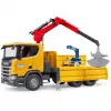 BRUDER Scania Super 560R statybinis sunkvežimis su kranu ir 2 padais