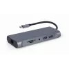 Gembird A-CM-COMBO7-01 nešiojamojo kompiuterio dokas / prievadų replikatorius USB 3.2 Gen 1 (3.1 Gen 1) Type-A Pilka