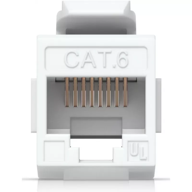 UBIQUITI CAT6 KEYSTONE COUPLER, 12 vnt. pakuotė. Praėjimo CAT6 keystone jungtis, skirta sklandžiai sujungti paruoštus eterneto kabelius
