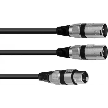 Audio kabelis XLR 3 kontaktų 2 x XLR 3 kontaktų juodas Omnitronic 30225203