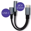 Adapteris 2v1 USB-C į USB-C ir 3,5 mm lizdą PD 15W