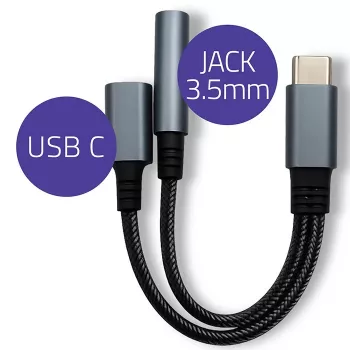 Adapteris 2v1 USB-C į USB-C ir 3,5 mm lizdą PD 15W