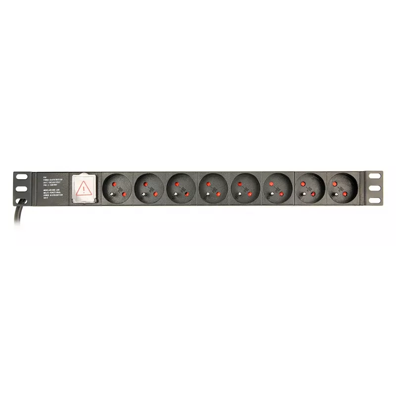 EnerGenie EG-PDU-014-F Rack maitinimo skirstytuvas (8 FR lizdai, 1U, 16A, Schuko kištukas, 3 m, juoda spalva)