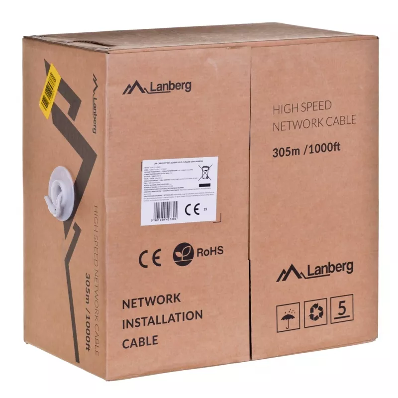 Lanberg LCU6-12CU-0305-S tinklo kabelis 305 m Cat6 U/UTP (UTP) Pilka