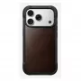 Mobilaus telefono dėklas Nomad Rugged Leather Case, skirtas iPhone 17 Pro, 6,3 colio (16 cm), ruda spalva, oda/TPU/aliuminis