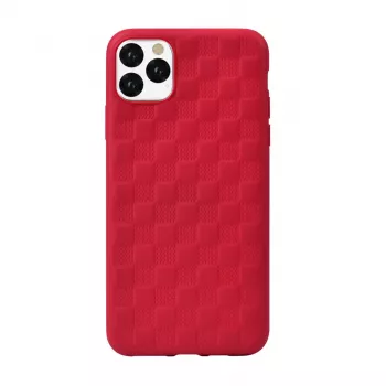 Minkštas dėklas Devia Woven2 iPhone 11 Pro Max – raudonas raštuotas tekstilinis apdaila