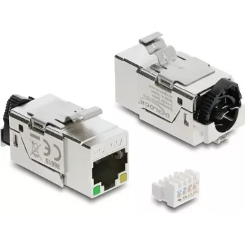 Keystone modulis DELOCK 86610 — plokščias nerūdijančio plieno RJ-45, 16,4×37,5×22 mm