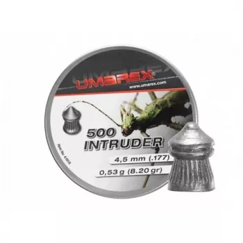 Šratiniai šaudmenys Umarex Intruder Pointed Ribbed 4,5 mm, švininiai diabolo, 0,52 g, 500 vnt., srieginis vamzdis
