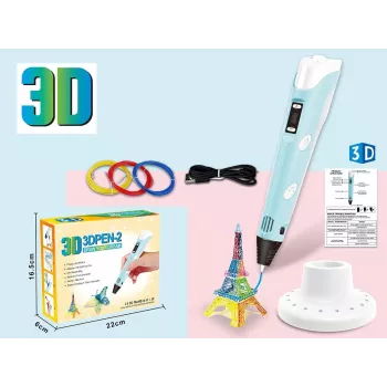 3D rašiklis su filamentų rinkiniu ir USB maitinimo laidu