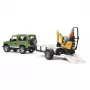 Žaislinis automobilis BRUDER Land Rover Defender su priekaba ir ekskavatoriumi JCB 8010 CTS