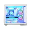 PC korpusas MODECOM Volcano Panorama Midi Tower baltas – micro ATX, grūdintas stiklas, ARGB, USB-C, palaiko GPU iki 400 mm