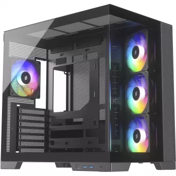 Silentware View A-RGB Black PC korpusas VIEWBLACK – vidutinis bokštas su A-RGB apšvietimu
