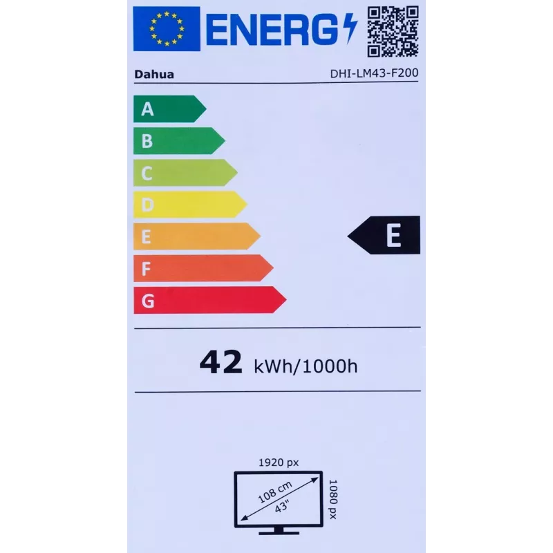 Dahua Technology DHI-LM43-F200 stebėjimo monitorius, 108 cm (42,5 colio), 1920 x 1080 pikselių