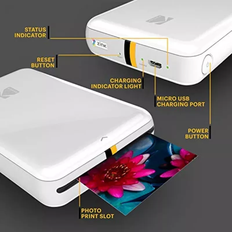 Nešiojamas nuotraukų spausdintuvas „Kodak STEP RODMP20AMZW“ ZINK 2x3 inch Bluetooth
