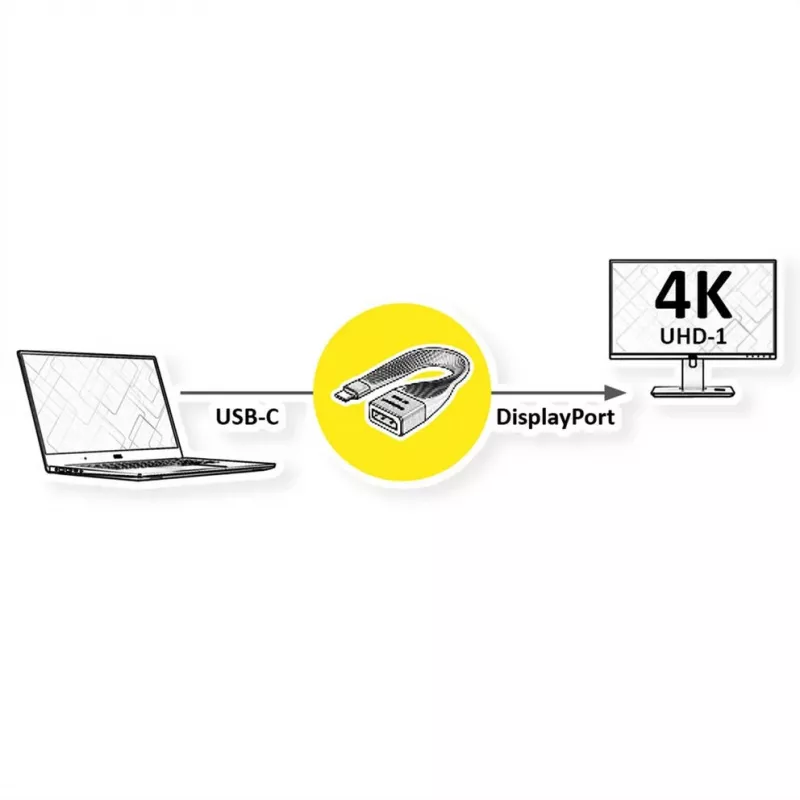 ROTRONIC-SECOMP Roline – adapterio laidas USB-C (kištukas) į DisplayPort (lizdas)